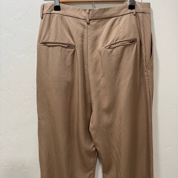 Reformation Mason Khaki Trousers High Waist Pleated Wide Leg Career Women's 10 - Picture 9 of 15